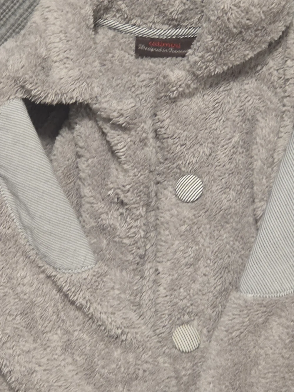 Cozy Kids Plush Button-Up Robe — Light Grey